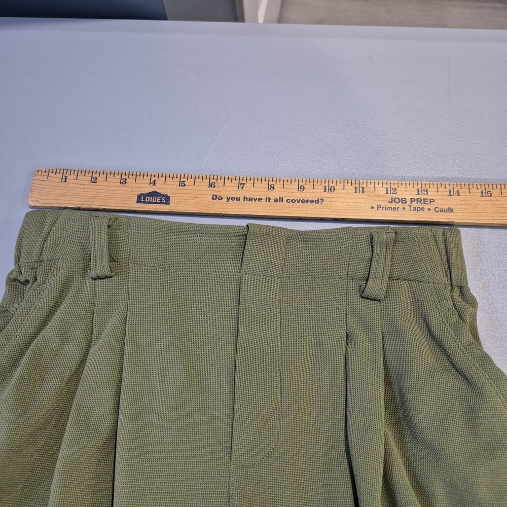 Halara Pants Womens Small Olive Green Waffle Knit Wide Leg Pleated Work Office - Picture 6 of 9